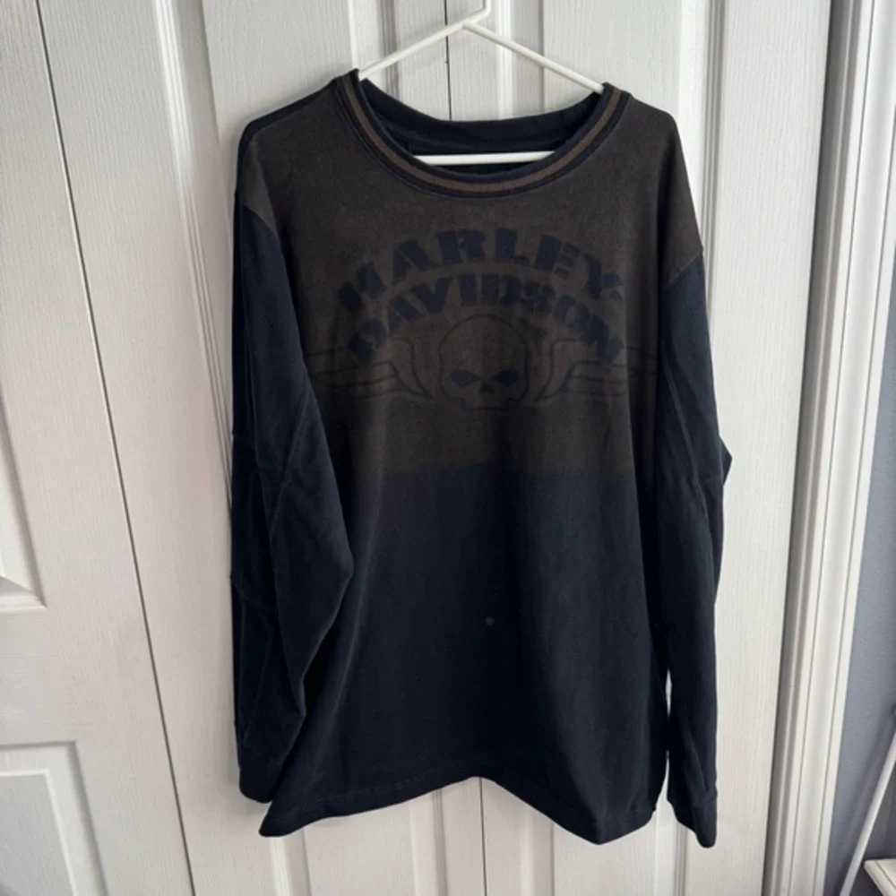 Harley Davidson Black Bleach Spell Out Sweatshirt Men's Size 2XL Biker Grunge